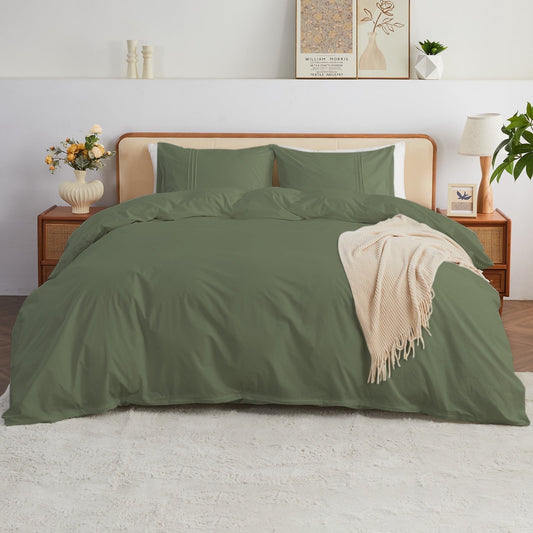 Kingrest Luxury Twin Duvet Cover Set Floral Printed, Soft & Breathable 100% Organic Cotton 3 Pieces Twin Bedding Sets, Pattern Twin Comfy Duvet Cover Set with Zipper Closure