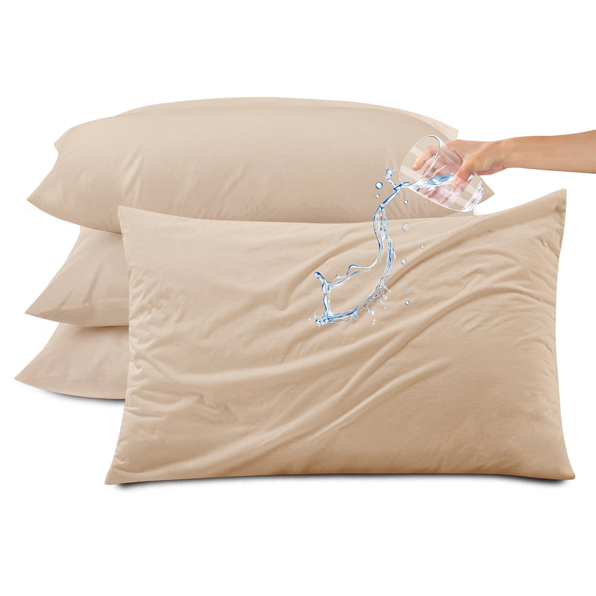 Kingrest Waterproof Pillow Protectors with Zipper, Cooling Bamboo Queen Size Bed Pillow Case Covers, Bed Bug Pillow Cover, Zippered Plastic Pillowcase (4 Packs, Queen 20x30)