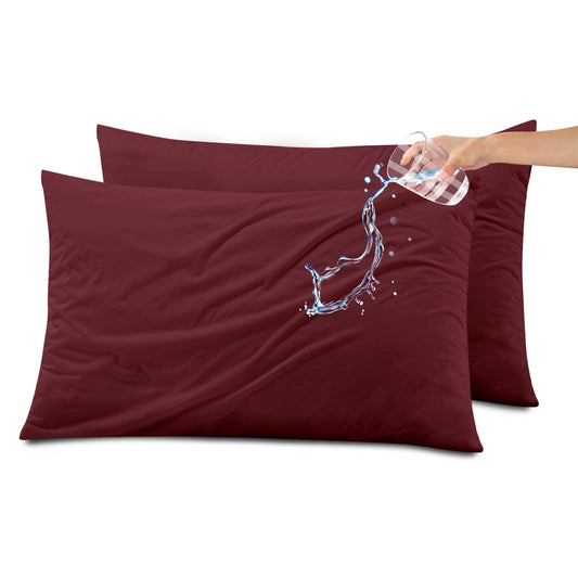 Kingrest Waterproof Pillow Protectors with Zipper - King Size Cooling Bamboo Rayon Pillow Case Cover, Bed Bug Pillow Cover, Zippered Plastic Pillowcase (2 Packs, King 20x36)