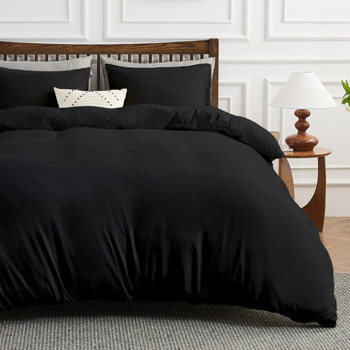 Hitime Microfiber Solid 3 Pieces Printed Duvet Cover Set