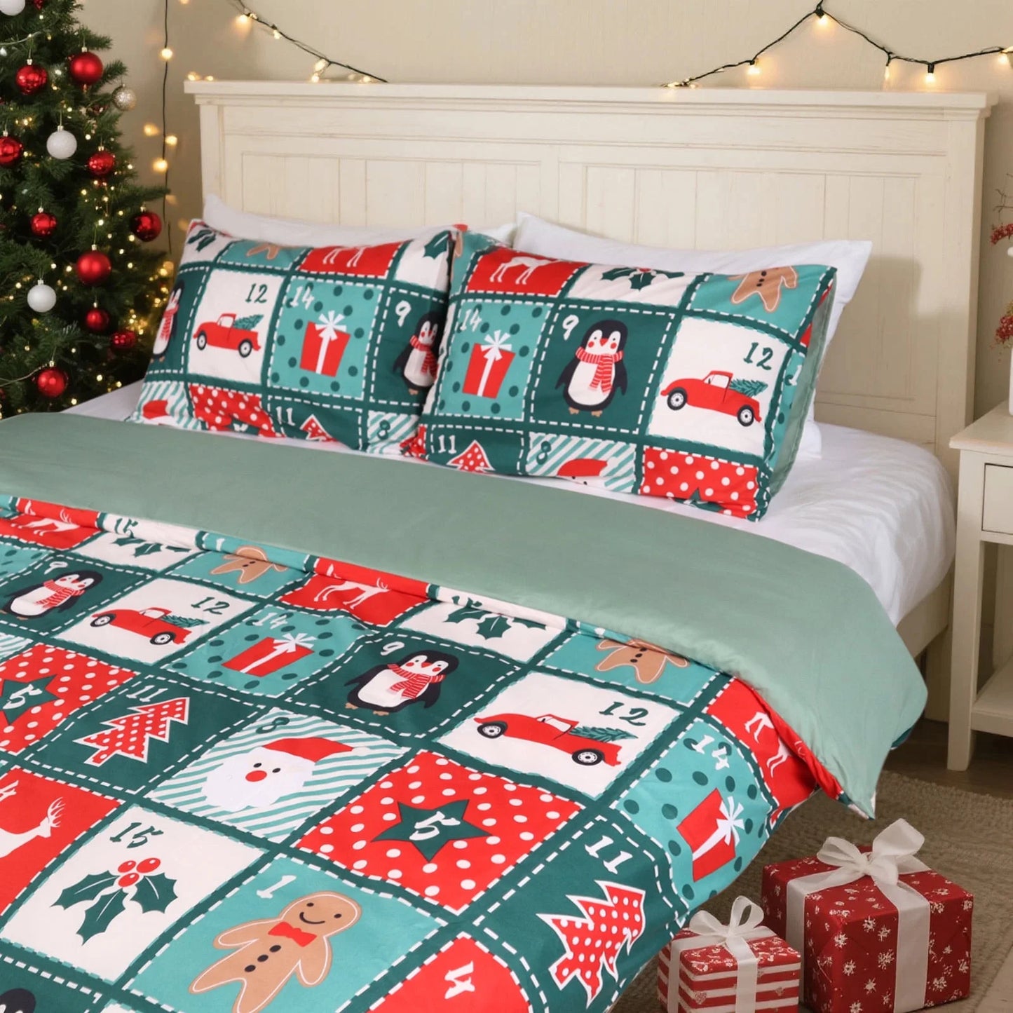 Gogreen 2025 Christmas Luxury Duvet Cover Set, Soft & Breathable Microfiber 3 Pieces Bedding Sets, Pattern Comfy Duvet Cover, with Zipper Closure