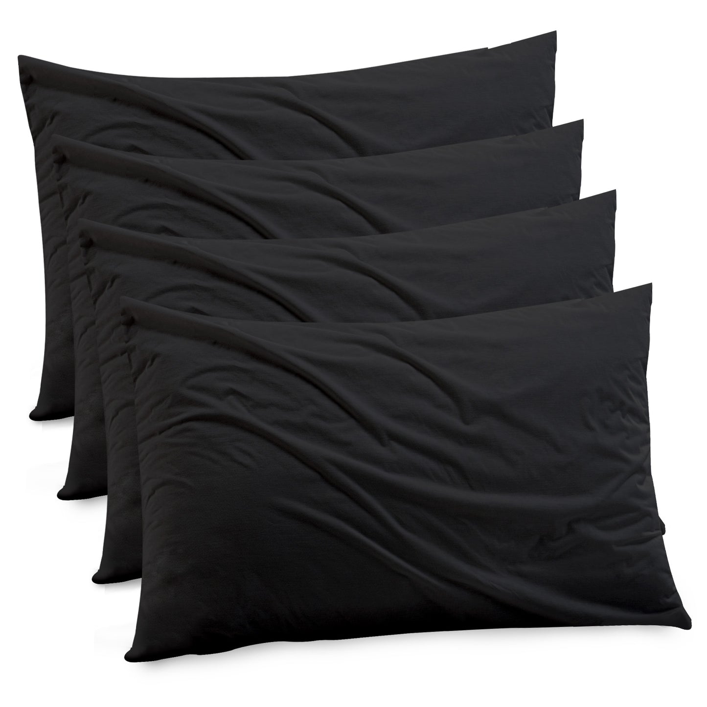 GOGREEN Bamboo Waterproof Pillow Protector, Breathable Pillow Cover, Cooling Pillow Case Protector with Zipper, Super Soft Pillow Case Cover with Zipper (4 Packs, Black)