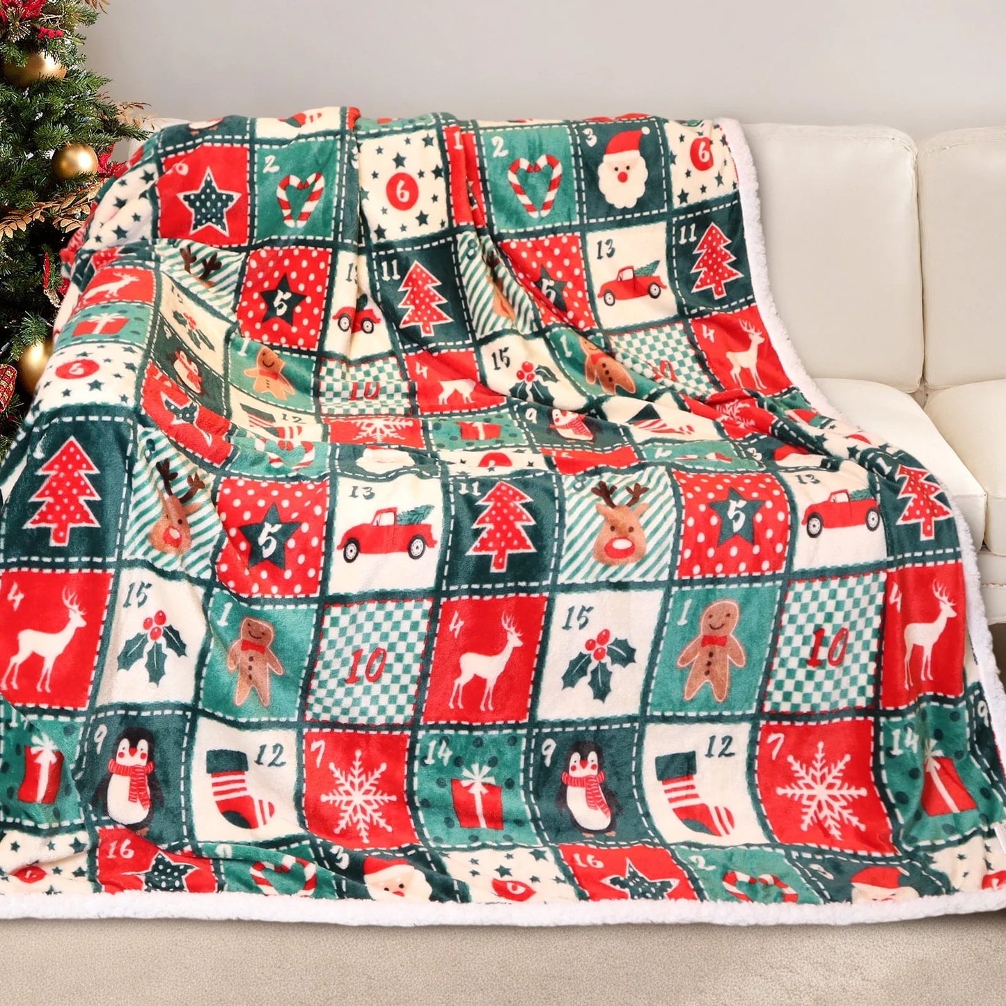 Gogreen Double Sided Christmas Fleece Throw Blanket for Couch & Bed - Lightweight Plush Cozy Fuzzy Soft Blankets and Throws for Sofa