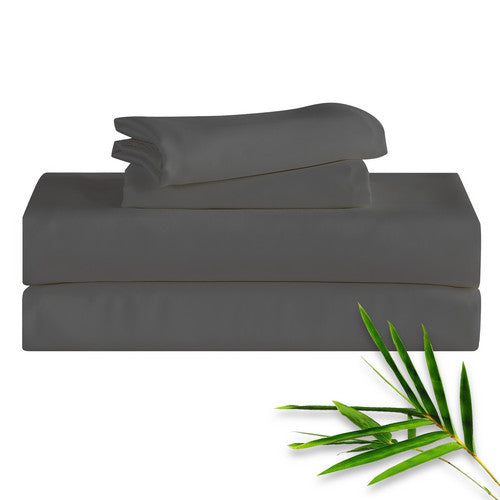 Hitime 50% Bamboo & 50% Microfiber Solid 4 Pieces Printed Sheet Set Deep Pocket Fit 14", Breathable Super Soft Sheet Set Cooling Sheets, Luxury Hotel Style Home Decor Bed Sheet Set, Gift for Women, Men