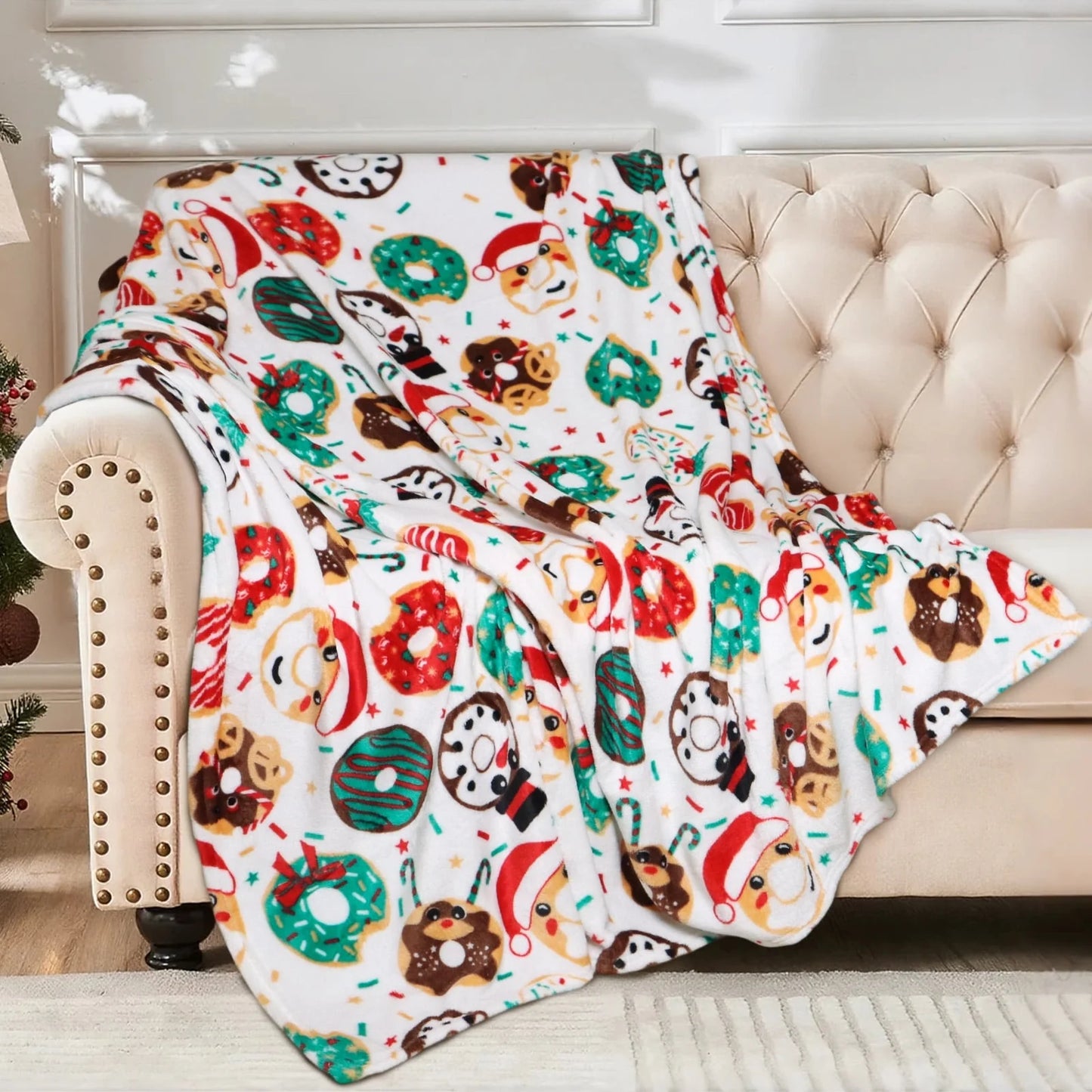 Gogreen Christmas Fleece Throw Blanket for Couch & Bed - Lightweight Plush Cozy Fuzzy Soft Blankets and Throws for Sofa