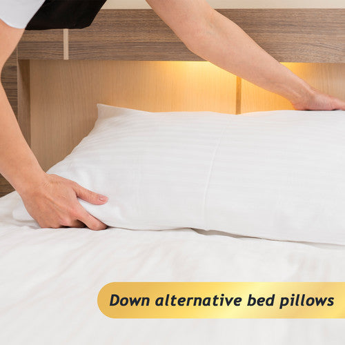 Kingrest 100% Cotton Bed Pillows, Machine Washable Pillow for Side Back Stomach Sleepers (2 pack)