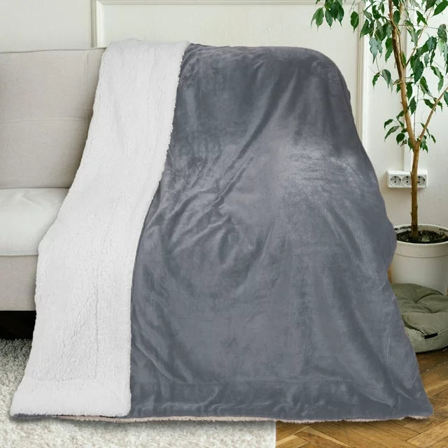 Gogreen Sherpa Fleece Throw Blanket for Couch Bed Sofa Adults -Soft and Warm Blanket for Winter, Thick and Fuzzy Throw Blanket