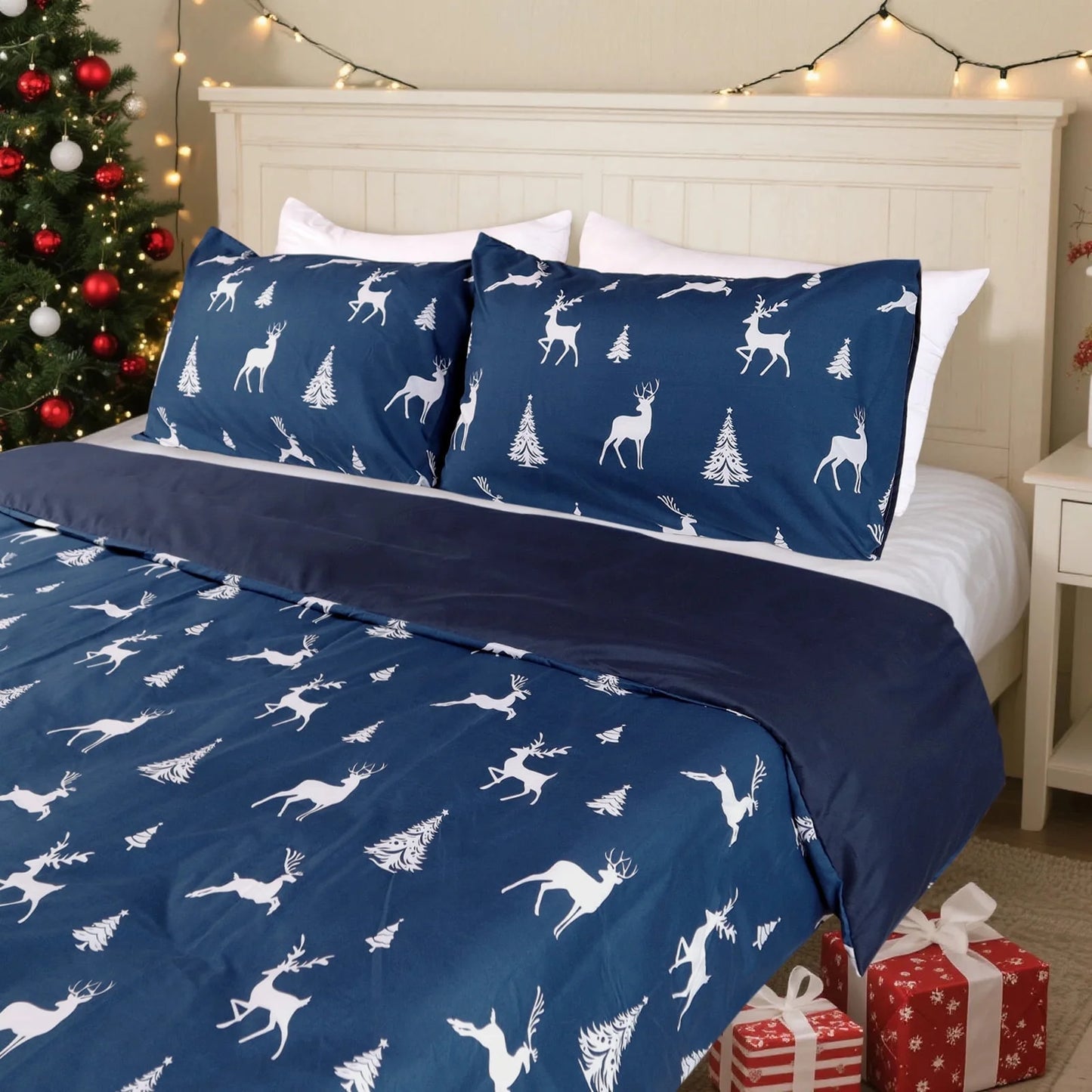 Gogreen 2025 Christmas Luxury Duvet Cover Set, Soft & Breathable Microfiber 3 Pieces Bedding Sets, Pattern Comfy Duvet Cover, with Zipper Closure
