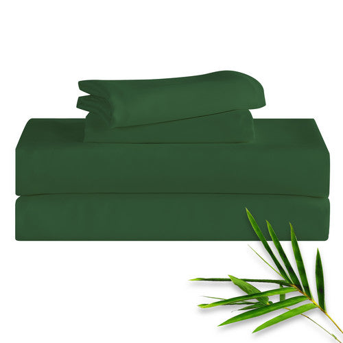 Hitime 50% Bamboo & 50% Microfiber Solid 4 Pieces Printed Sheet Set Deep Pocket Fit 14", Breathable Super Soft Sheet Set Cooling Sheets, Luxury Hotel Style Home Decor Bed Sheet Set, Gift for Women, Men