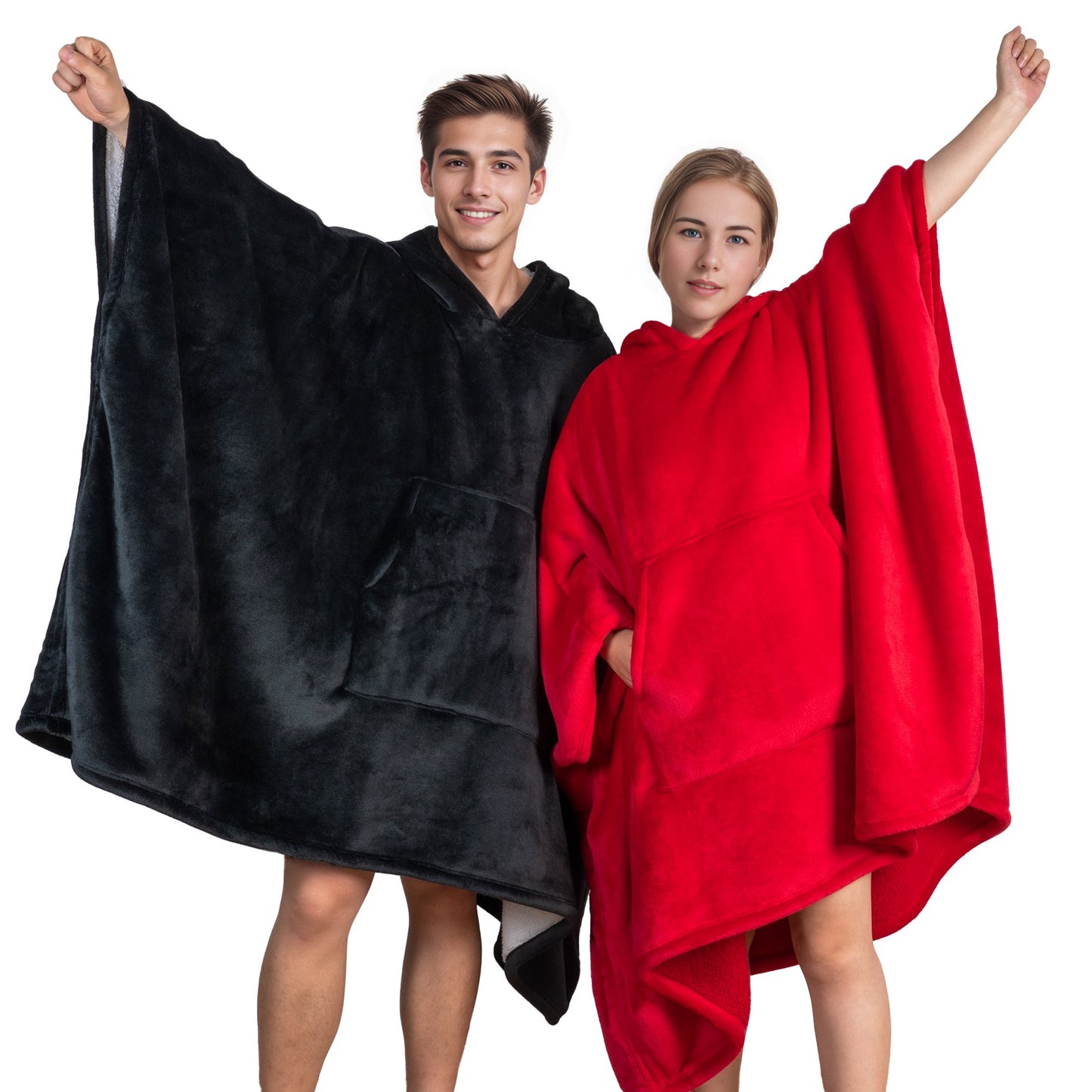 GOGREEN Original | Oversized Wearable Blanket Hoodie, Thick Sherpa Fleece Sweatshirt Hooded Blanket with Giant Hood Kangroo Pocket for Adults Women Men, One Size Fits All