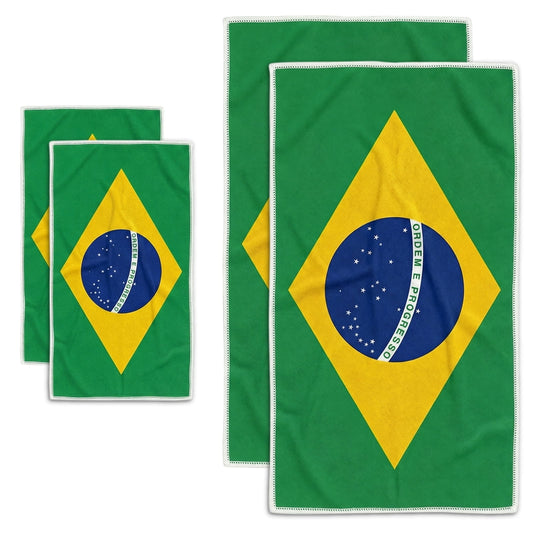 GOGREEN 4 Pack Brazil Beach Towel Large Sand Free Towels for Travel, Quick Dry Absorbent Beach Towels for World Cup 2026 Pool Yoga Gym Camping