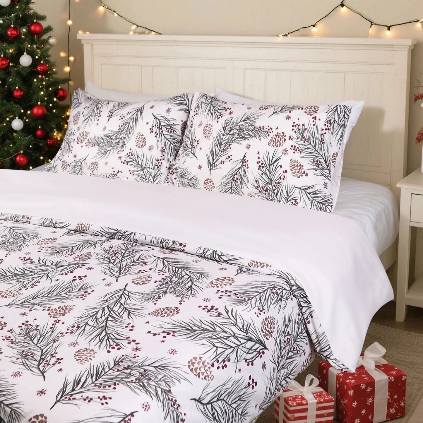 Gogreen 2025 Christmas Luxury Duvet Cover Set, Soft & Breathable Microfiber 3 Pieces Bedding Sets, Pattern Comfy Duvet Cover, with Zipper Closure