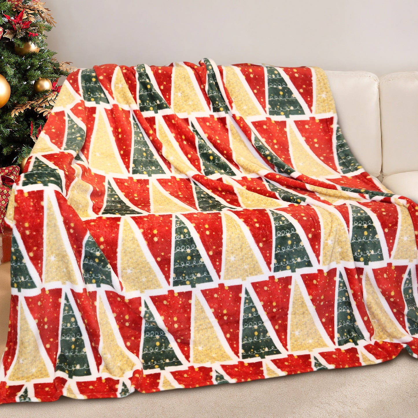 Gogreen Christmas Fleece Throw Blanket for Couch & Bed - Lightweight Plush Cozy Fuzzy Soft Blankets and Throws for Sofa