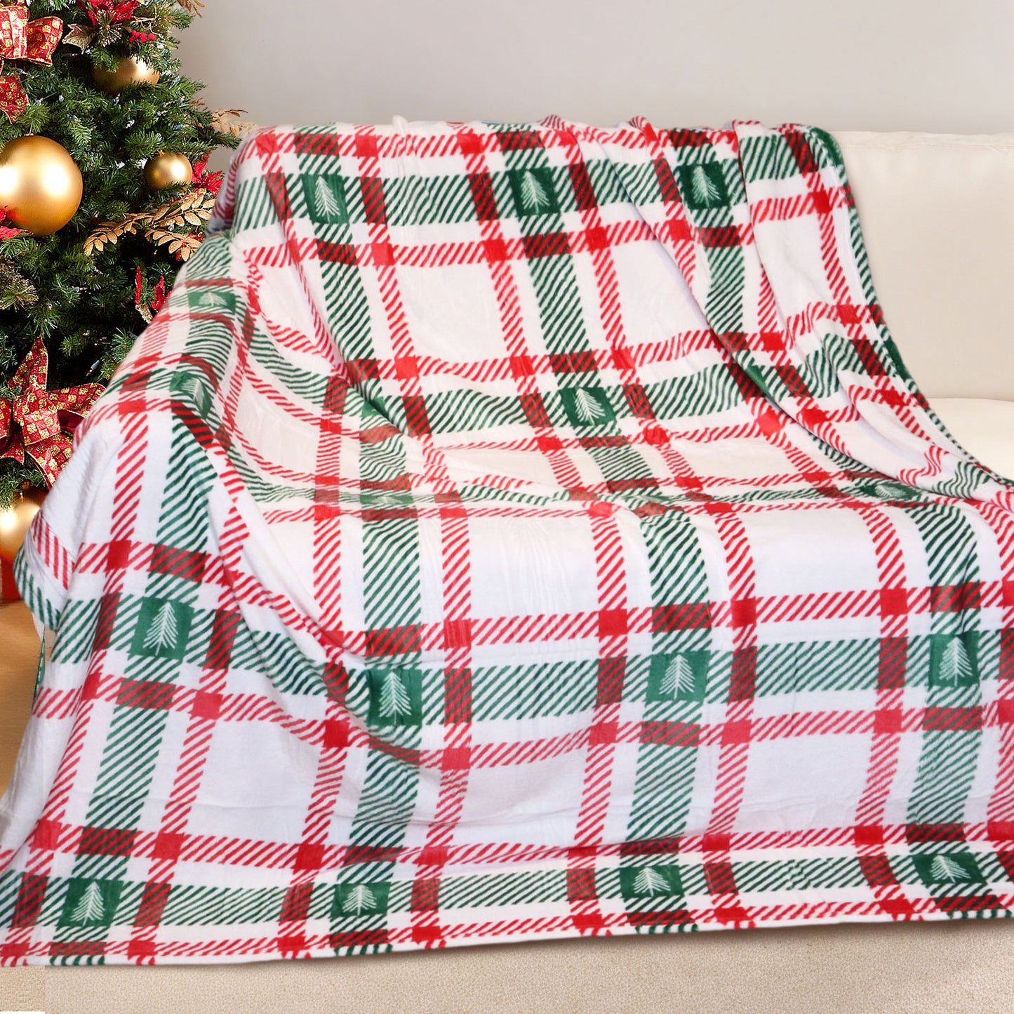 Gogreen Christmas Fleece Throw Blanket for Couch & Bed - Lightweight Plush Cozy Fuzzy Soft Blankets and Throws for Sofa