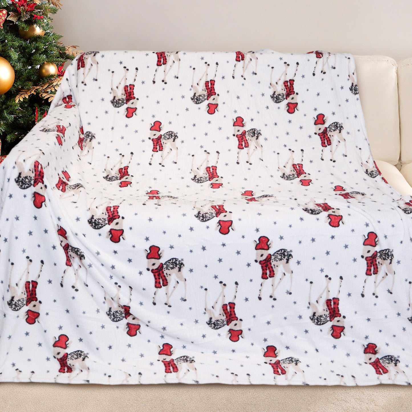 Gogreen Christmas Fleece Throw Blanket for Couch & Bed - Lightweight Plush Cozy Fuzzy Soft Blankets and Throws for Sofa