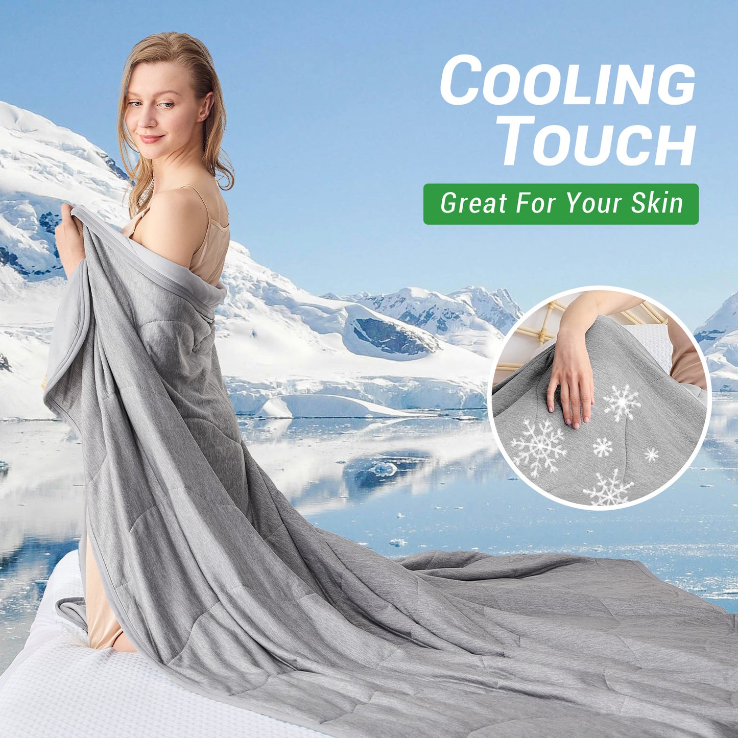 GOGREEN Cooling Comforter Blanket, Double Sided Summer Cool Comforter Q-MAX>0.5, Ultra Soft Arc Chill Cooling Blanket for Hot Sleepers Night Sweats