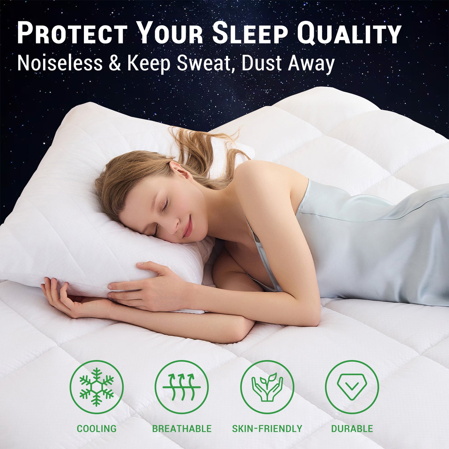 GOGREEN Waterproof Extra Thick Mattress Topper, Breathable Pillow Top Mattress Pad Cover Down Alternative Overfilled Plush Soft bed Protector with 8-16 Inch Elastic Deep Pocket